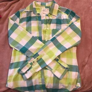 American Eagle women’s button up lime green and teal size 2